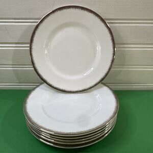 6 Wedgwood Silver Aster Bread & Butter Plates - Fine Bone China - Platinum Trim